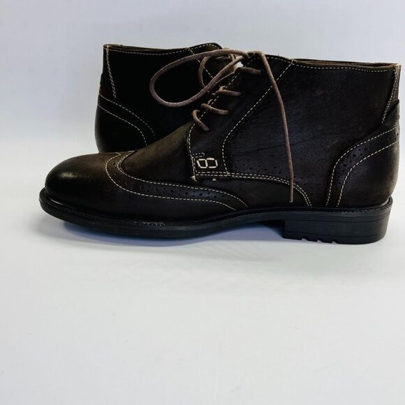 English Laundry Mens Chuck Size 10.5 Ankle Boots Brown Leather Wingtip EL2504B - Picture 8 of 15